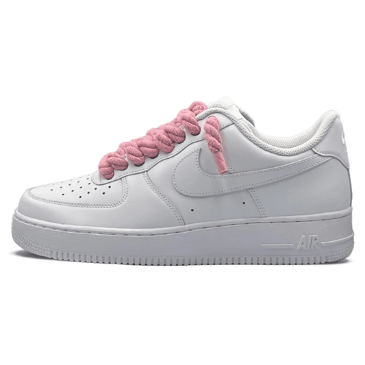 "AF1" White - Pink Rope Laces