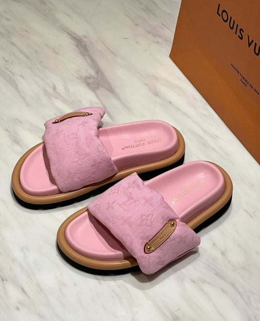 PILLOW MULES DENIM PINK