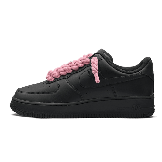 "AF1" Black - Pink Rope Laces
