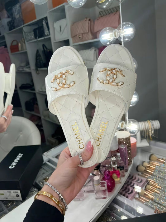 white sandals