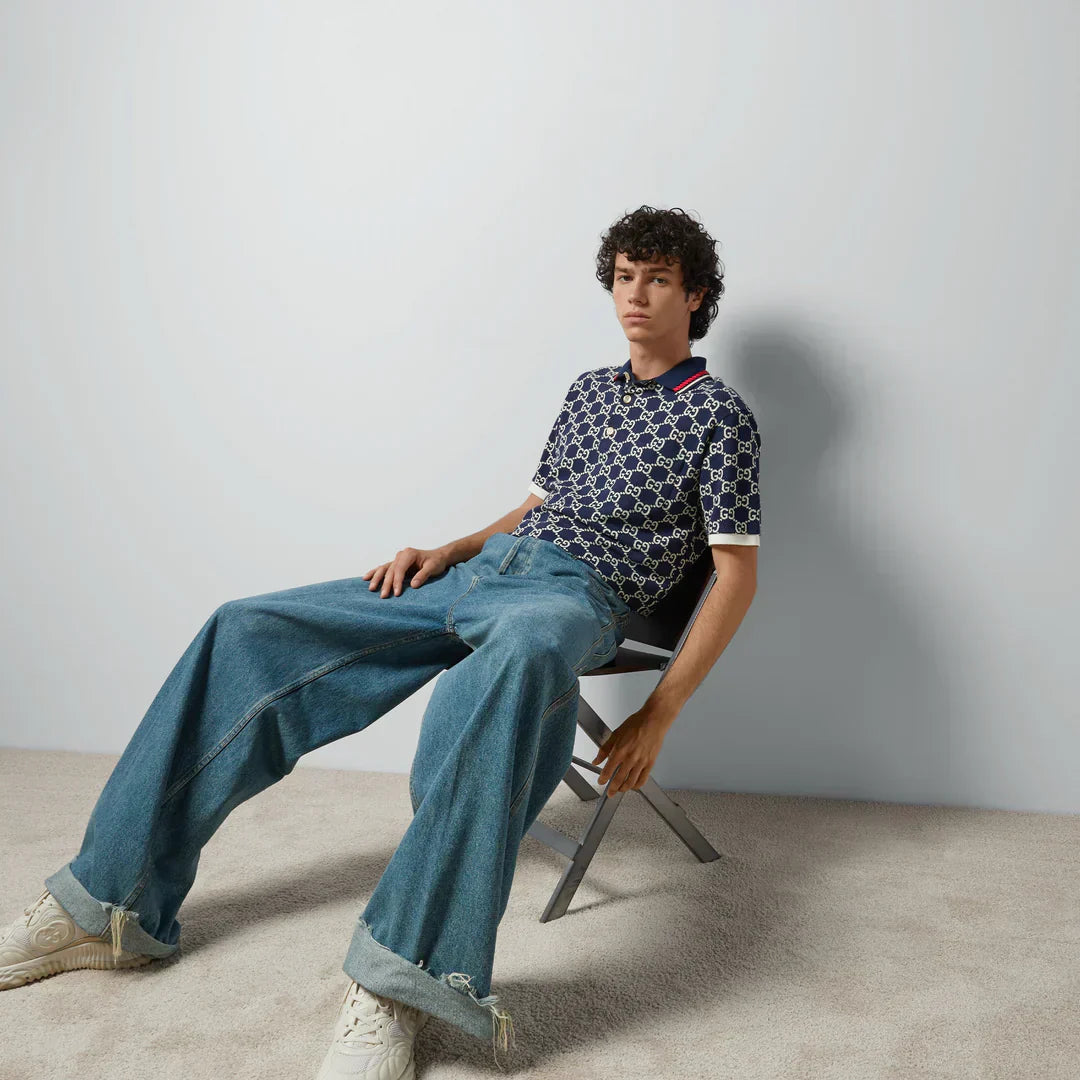 "GG" Polo aus Baumwolle mit Jacquard