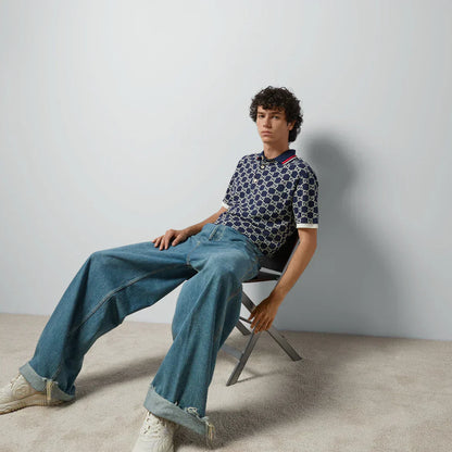 "GG" Polo aus Baumwolle mit Jacquard