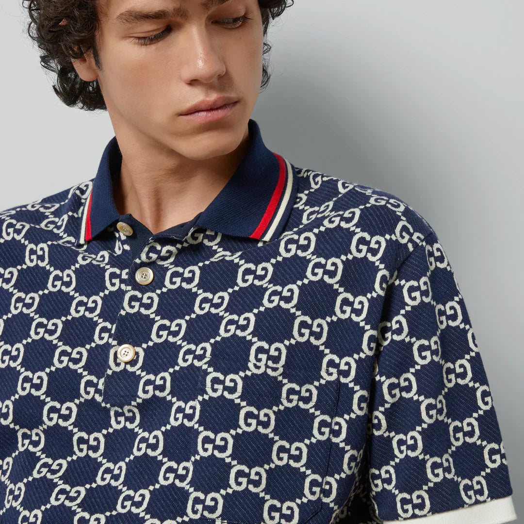 "GG" Polo aus Baumwolle mit Jacquard