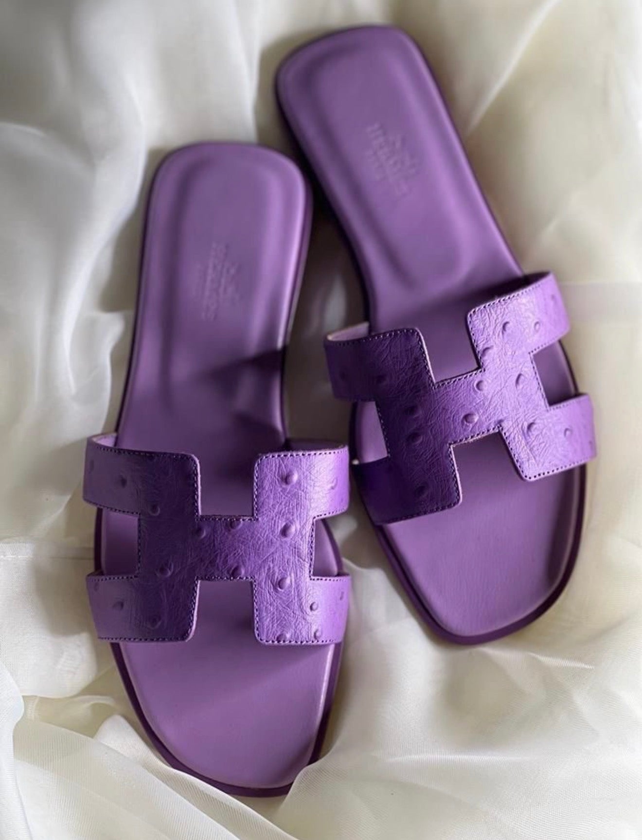 it girl ostrich purple sandals