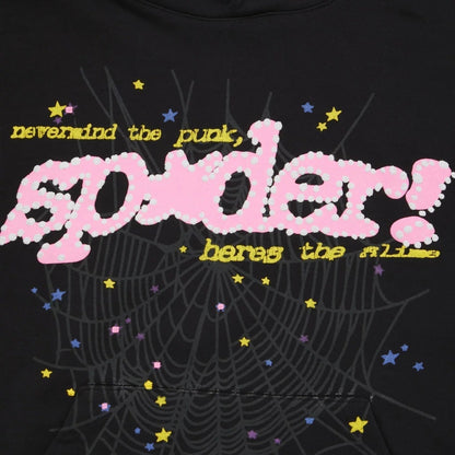 "Sp5der-Hoodie" Black and Pink