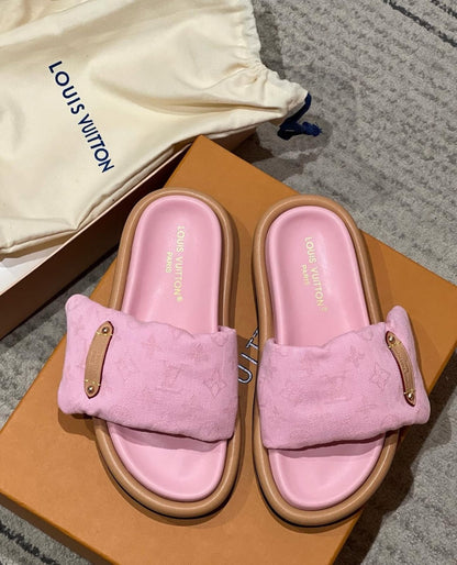 PILLOW MULES DENIM PINK