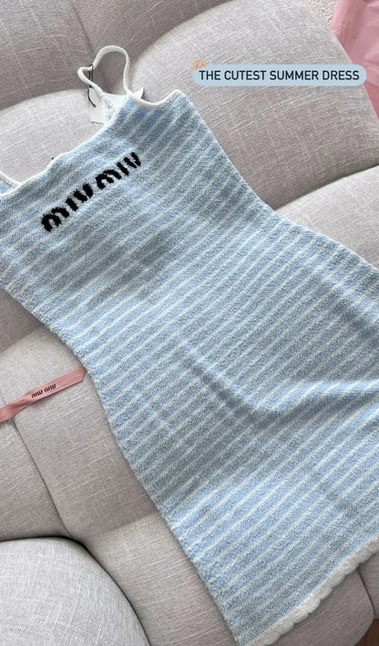 MIU BLUE STRIPE DRESS