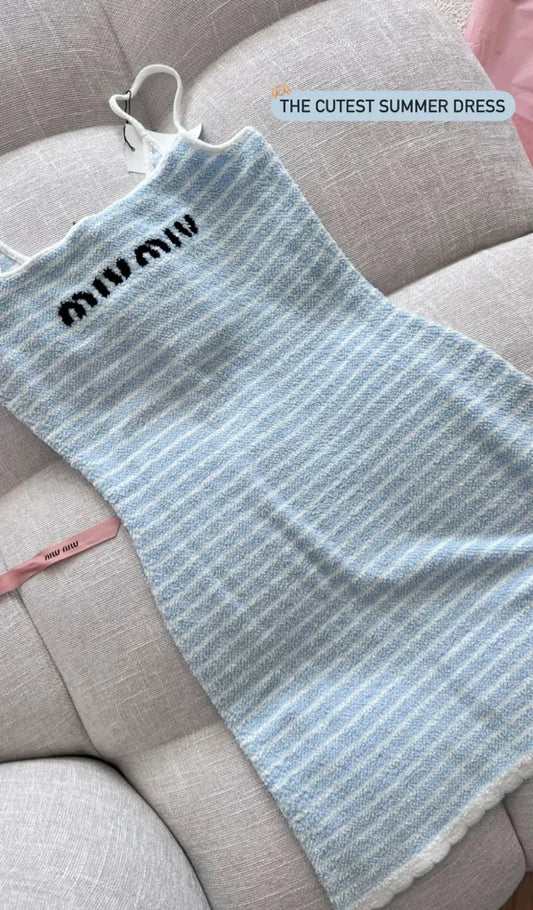 MIU BLUE STRIPE DRESS