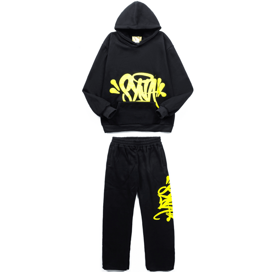 "Syna" Logo Black and Yellow Tracksuit
