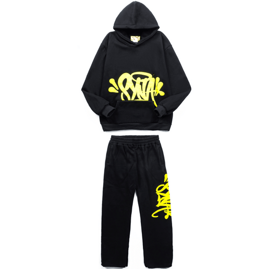 "Syna" Logo Black and Yellow Tracksuit